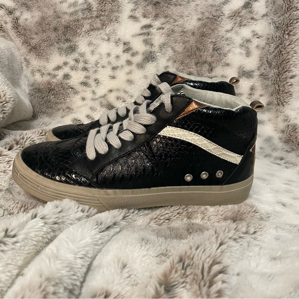 Step Up Your Style: Black Python High-Top Sneakers - image 2